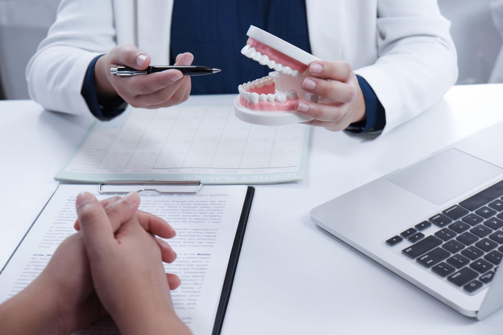 Patient discussing dental care